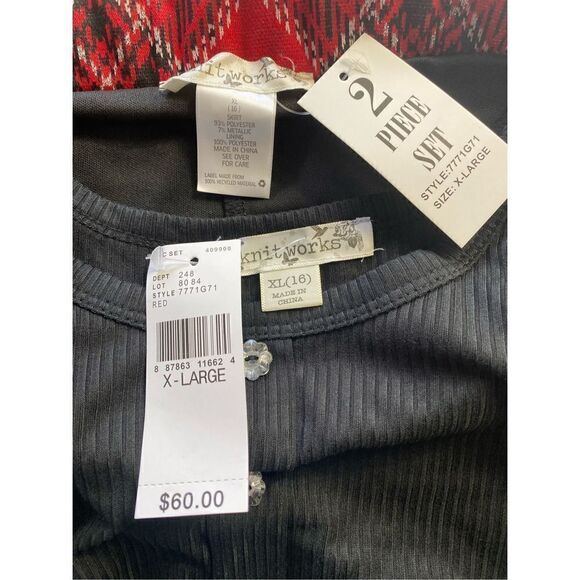 Knit Works Button Girl’s XLARGE Top and Plaid Scooter Skirt Set - Picture 6 of 11